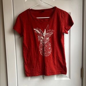 J. Crew Red Pineapple Print Short Sleeve Tee